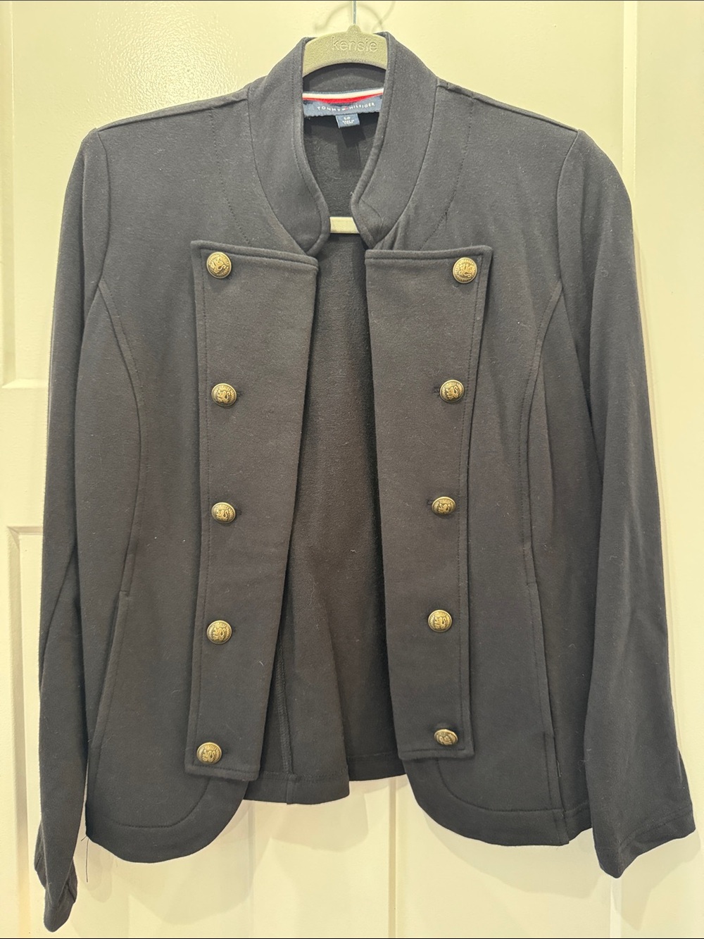 Tommy Hilfiger Black Military-Style Double-Breasted Blazer Size Small